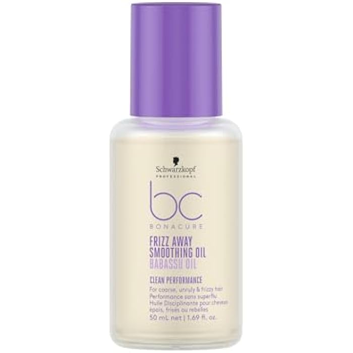 Schwarzkopf Professional Bonacure Frizz Away Smoothing Oil For Coarse Unruly Frizzy Hair Vegan Care Complex Babassu Oil Anti Frizz Effect Heat Protection Detangling Smoothing 50 ml - Image 1